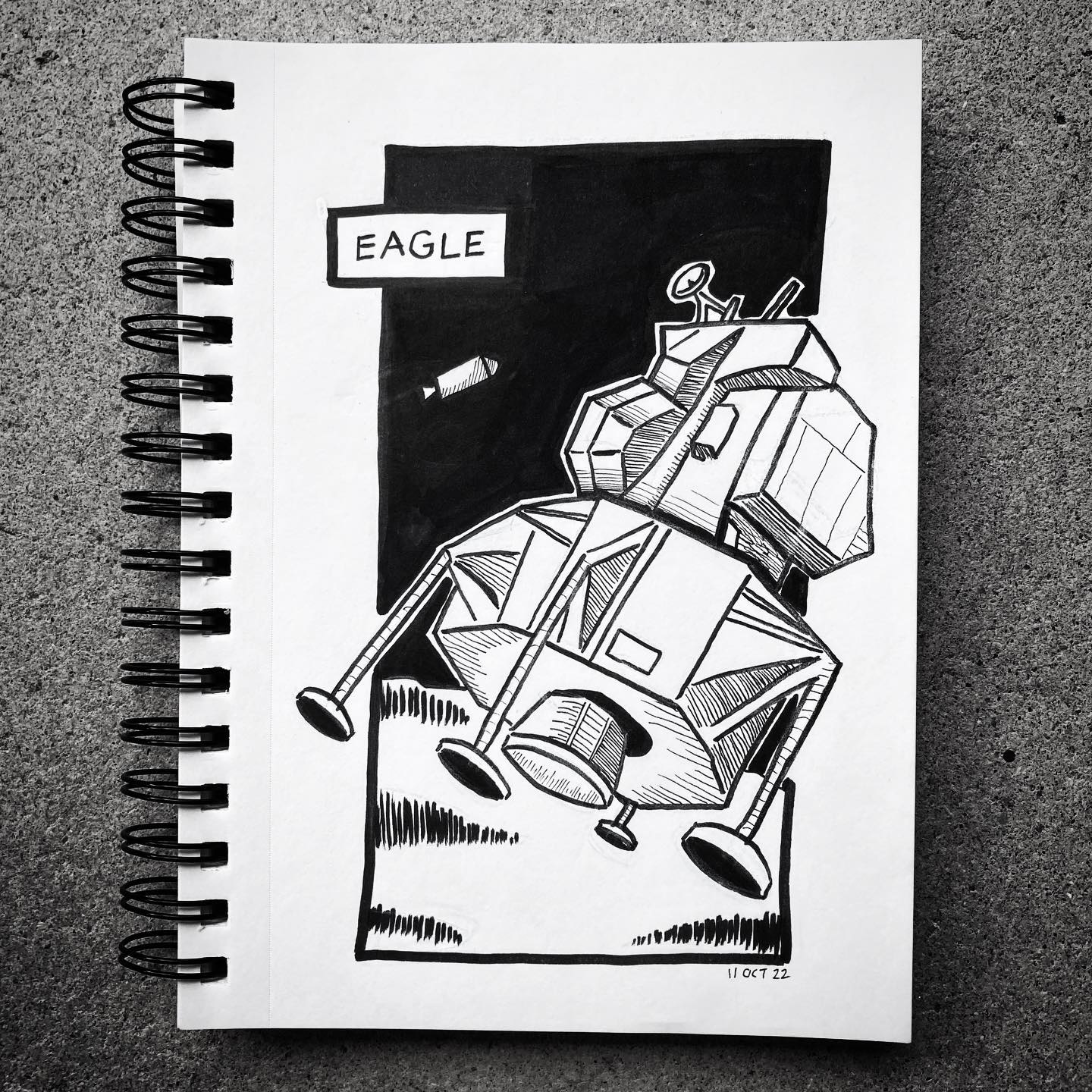 Inktober day 11: eagle
_____________
#inktober2022eagle #inktober2022 #inktober #inkillustration #eaglehaslanded #apollo11 #moonlanding1969